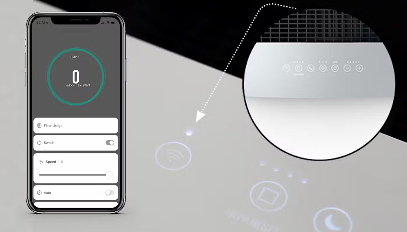Stadler Form close up image of Rogers wifi funktion and app