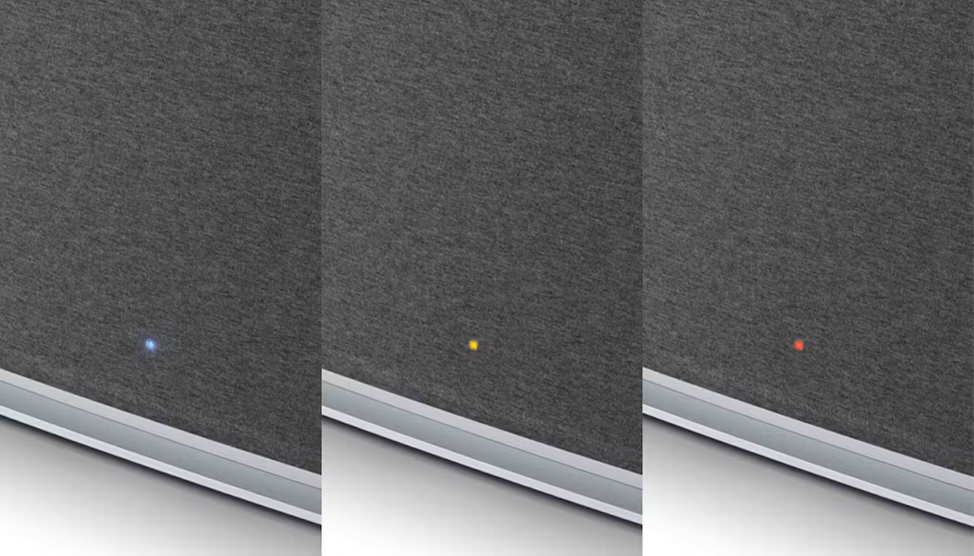 Stadler Form Roger family LED status of air qualitiy sensor: blue, yellow, red