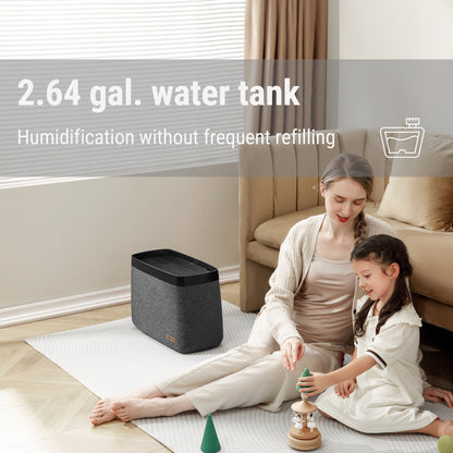 Stadler Form Karl big humidifier has a water tank size of 2.64 gal.