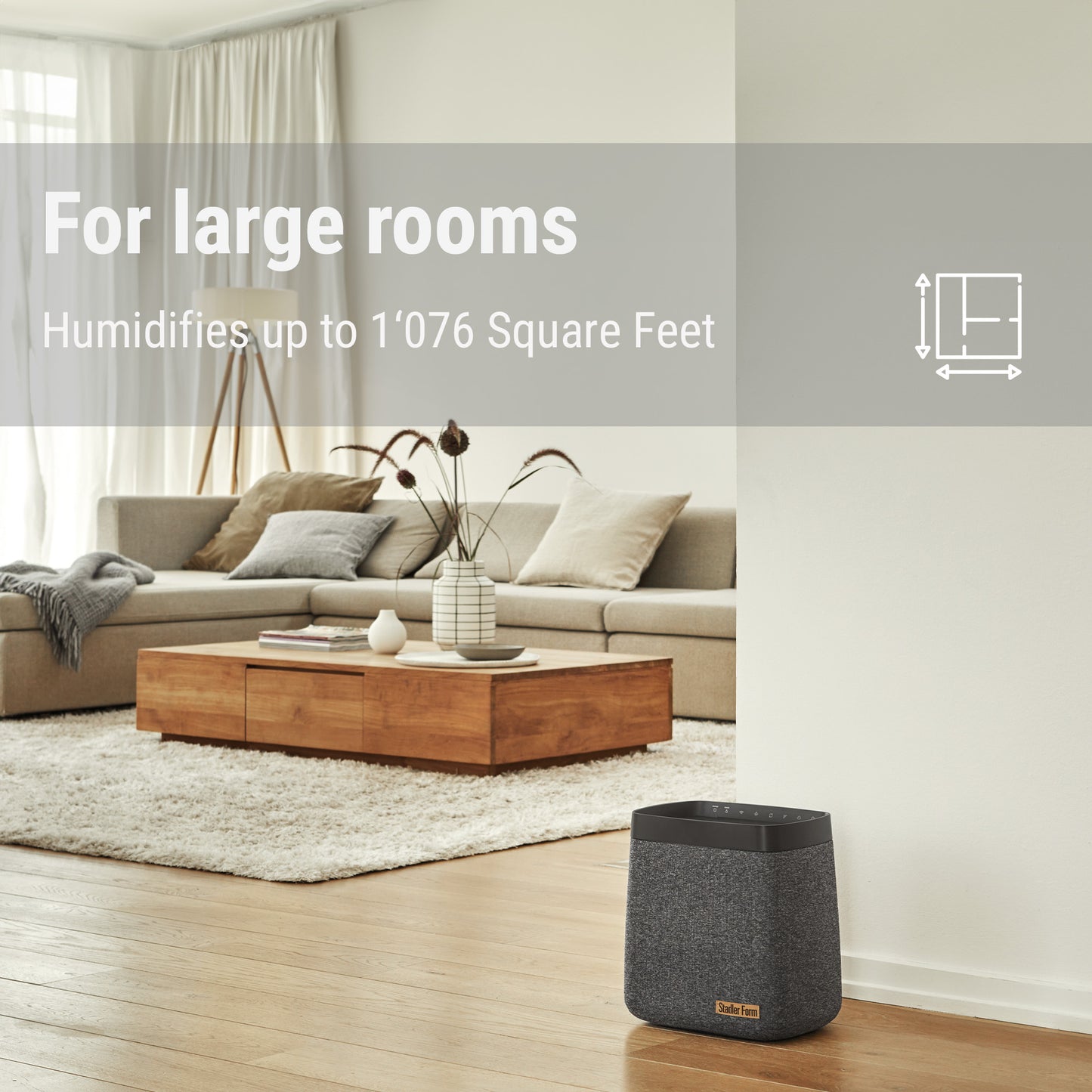 Stadler Form Karl humidifier is suitable for rooms up to 1076 sq ft.