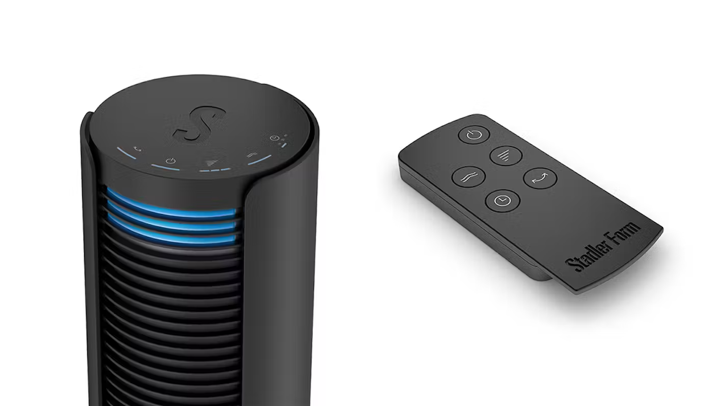 Stadler Form Peter tower fan Close-up of the touch panel and remote control